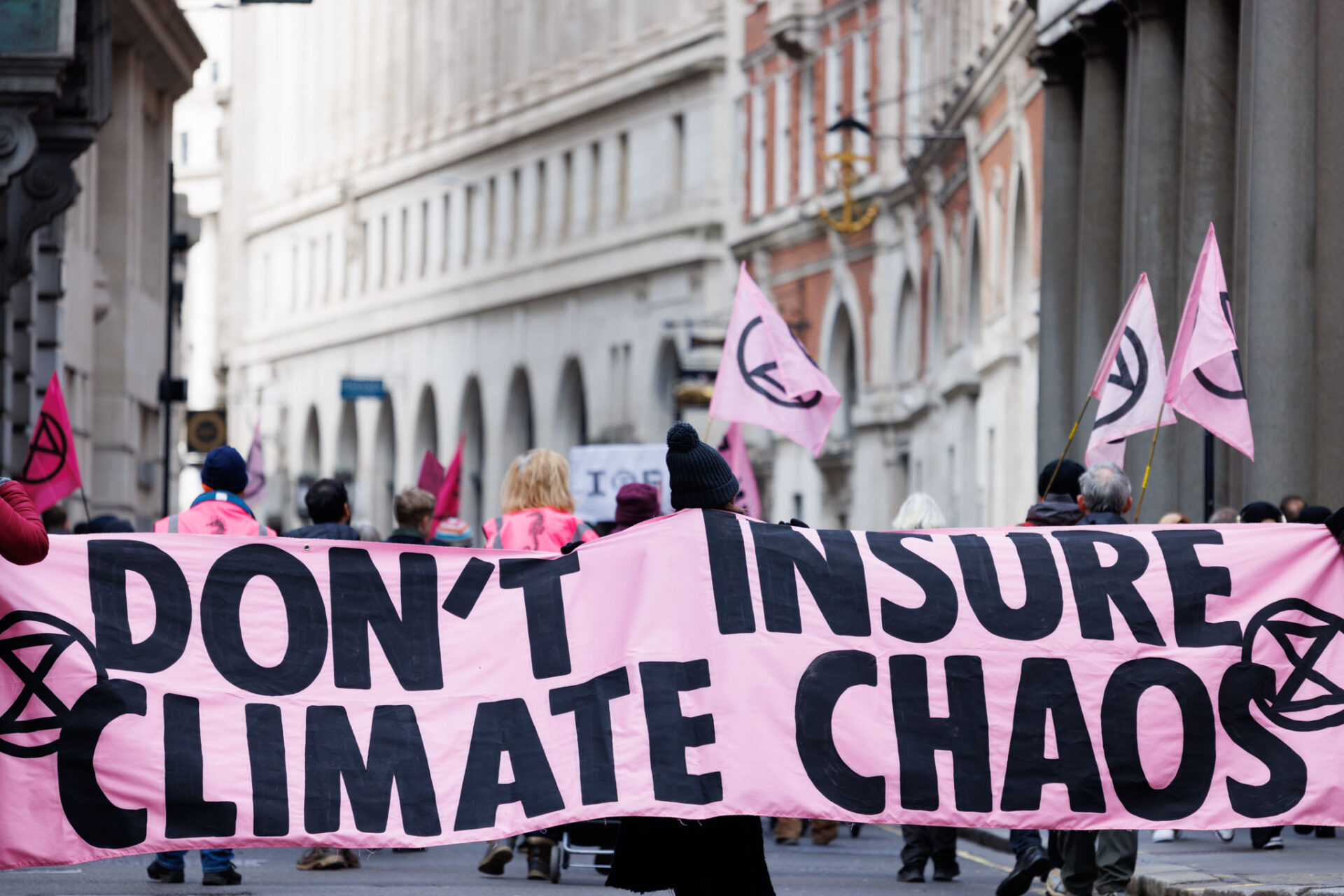 27th Feb. 2024. City of London. 'Insure Our Futures' campaigners occupy the lobby of Talbot Insurance in protest at its insurance of new fossil fuel projects.